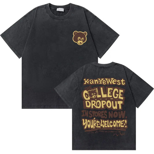 Washed Vintage Rapper Kanye West The College Dropout Double Sided Print Oversized